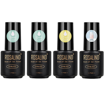 ROSALIND 4PCS Top Base Coat Gel Nail Polish Set For Nails Semi Permanent Primer For Nail art Matt Top Coat base coat Nail Gel Polish